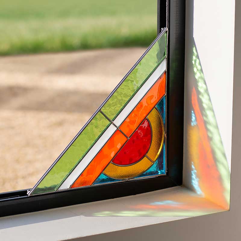 Rainbow Stained Glass Corner Art Bracket - Orange